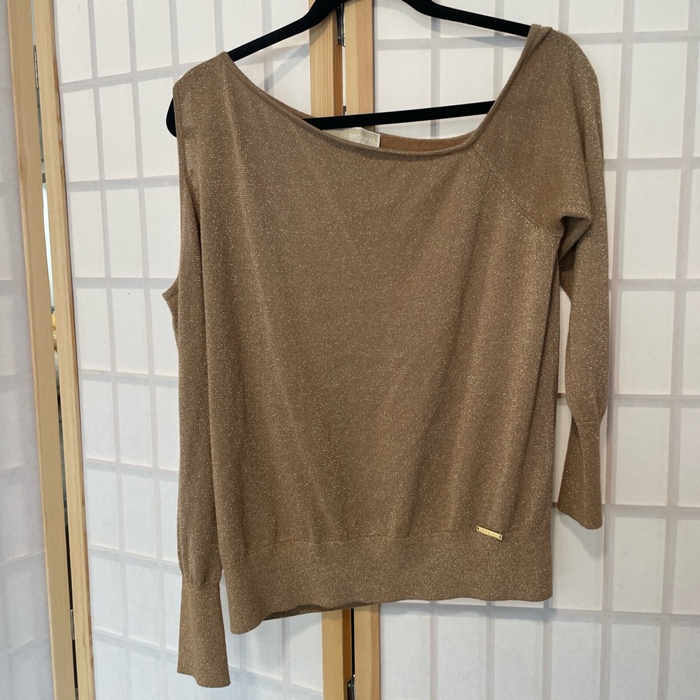 Michael Kors Metallic Gold Knit Top